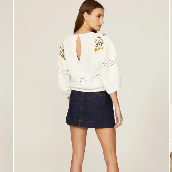ba&sh White Sweater with Floral Embroidery - Picture 5 of 5